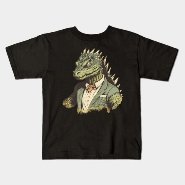 Monster Reptile Portrait Business or Reptile in Business Teacher Kids T-Shirt by MLArtifex